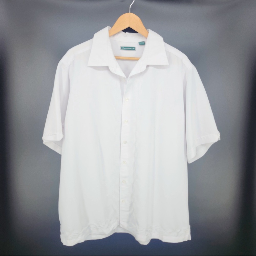 Cubavera White Embroidered Short Sleeve Button Down Shirt Mens XLT Tall